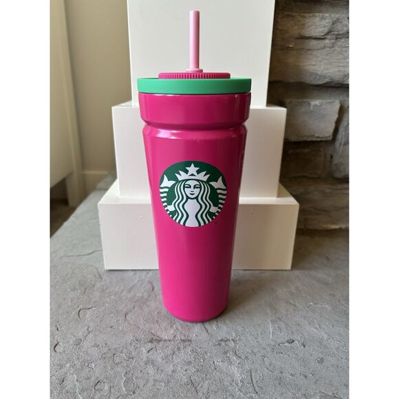 Starbucks Other - Starbucks 2024 Christmas Vacuum Insulated Tumbler Twist Pink & Green 24oz